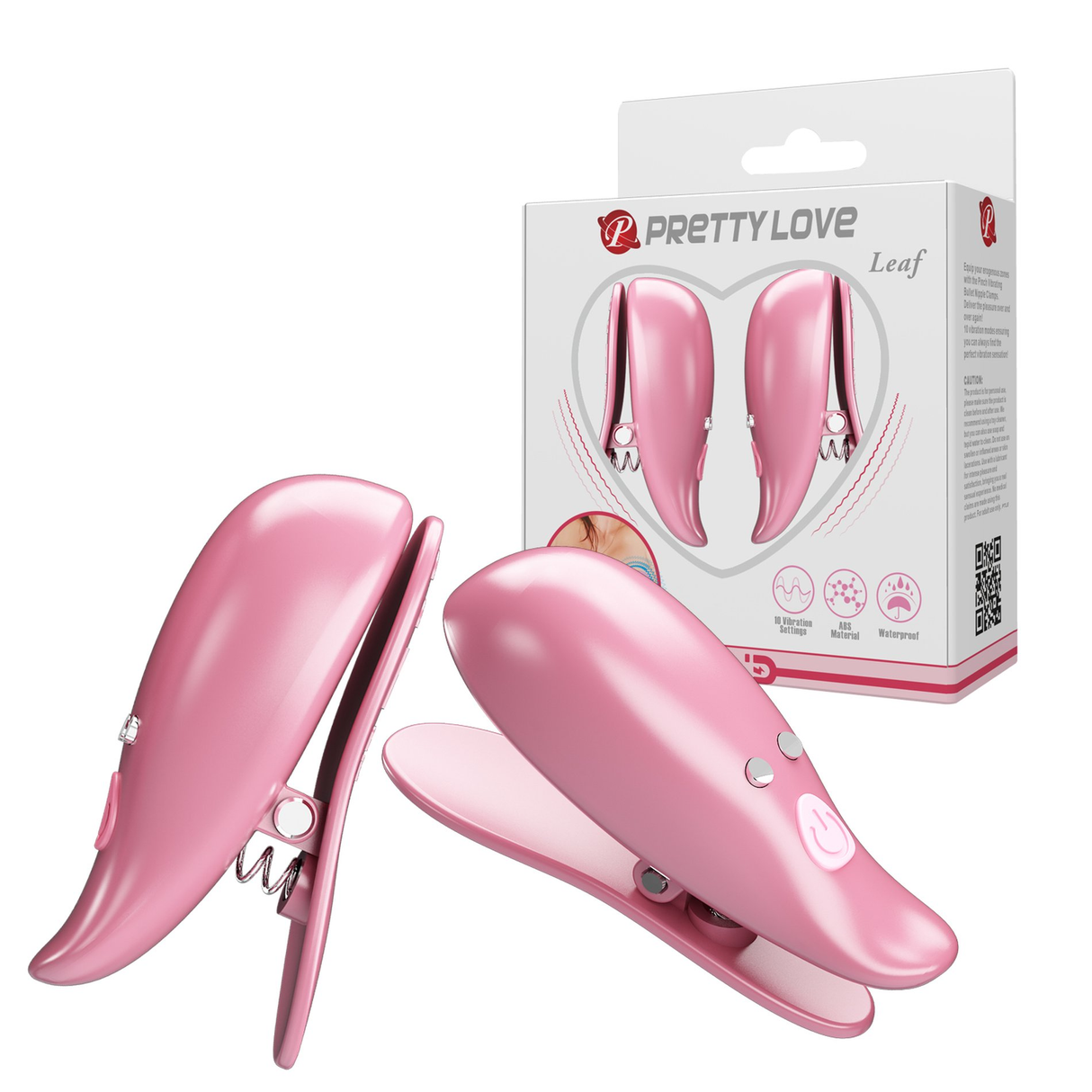 Pretty Love Leaf Wireless Nipple Clamps, Pink - BI-300036