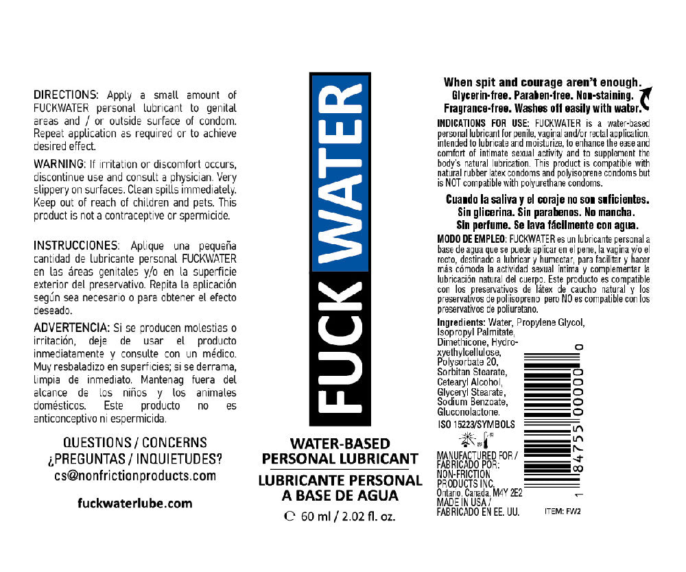 Fuck Water Water-Based Lubricant - 2 Fl. Oz. by Fuck Water