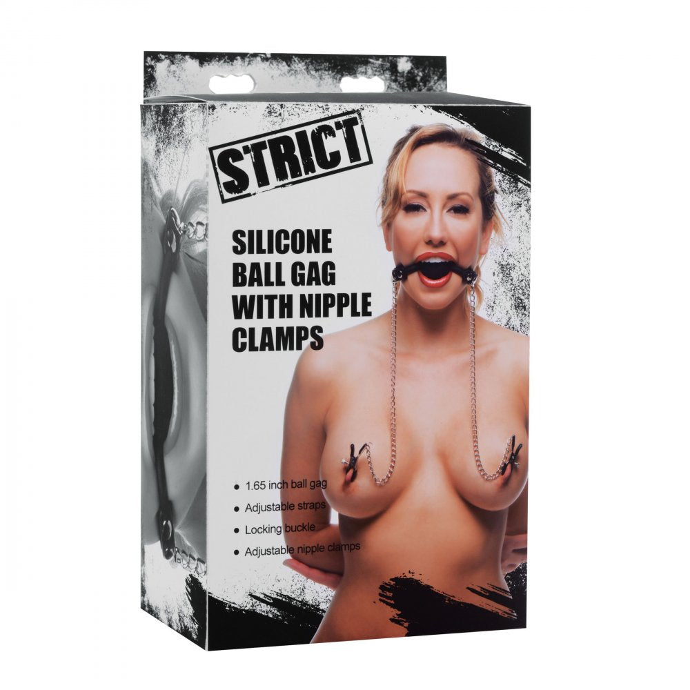 Silicone Ball Gag with Nipple Clamps - image 4