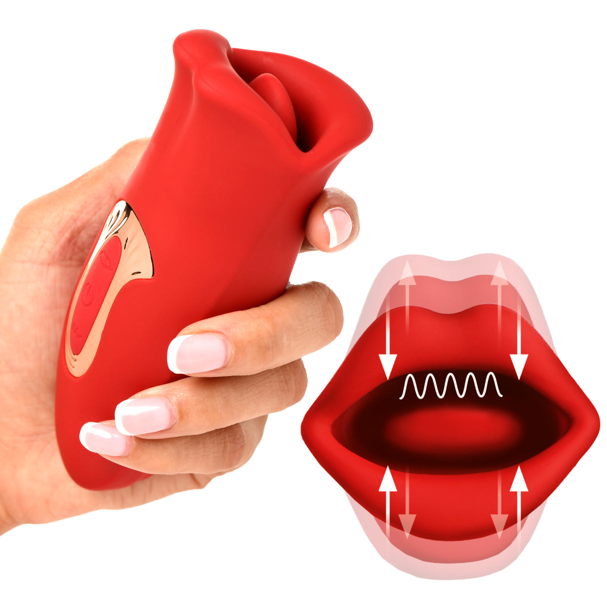 Lickgasm Kiss and Tell Mini Kissing & Vibrating Clitoral Stimulator, Red - INM-AH247