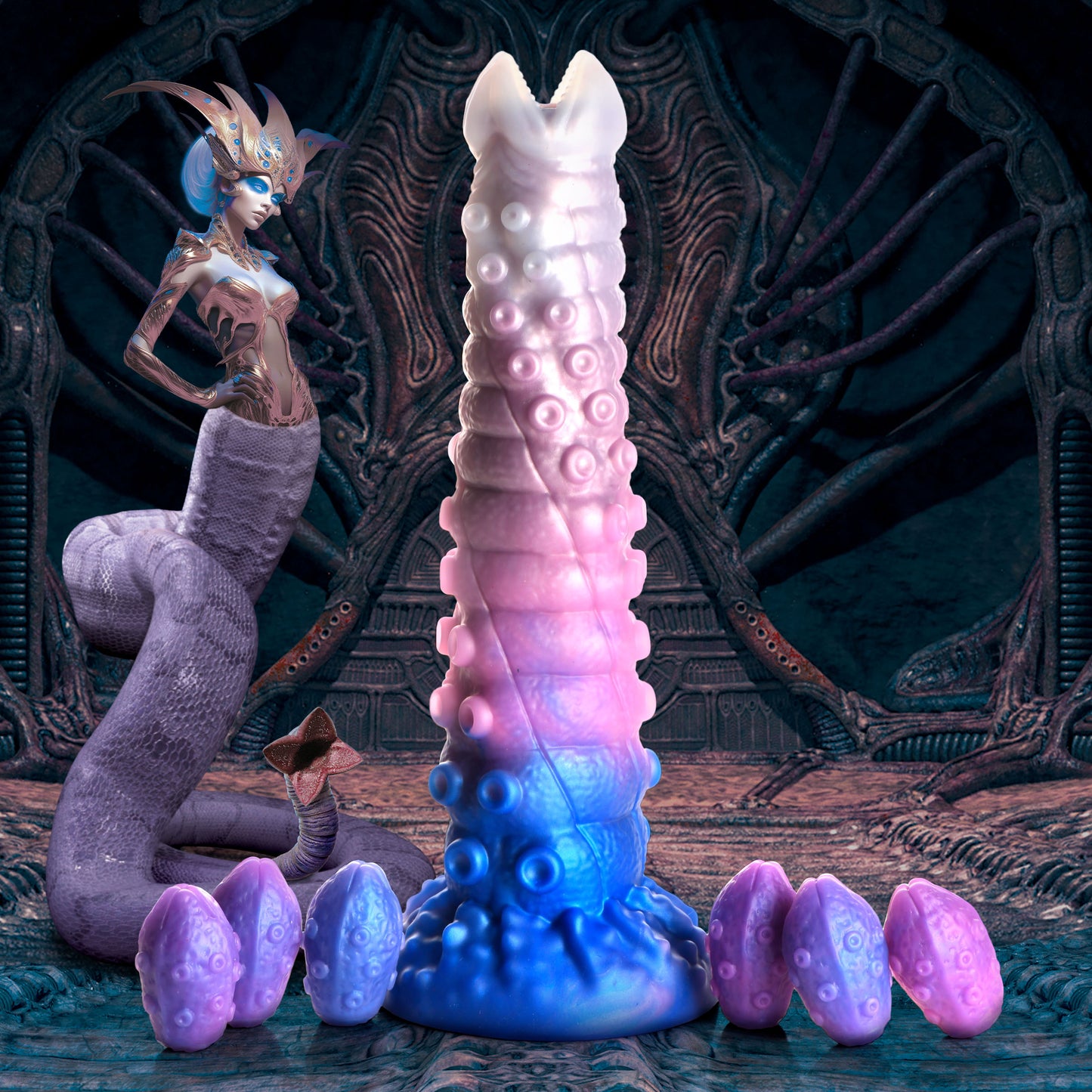 Tenta-Queen Ovipositor Silicone Dildo with Eggs by Creature Cocks