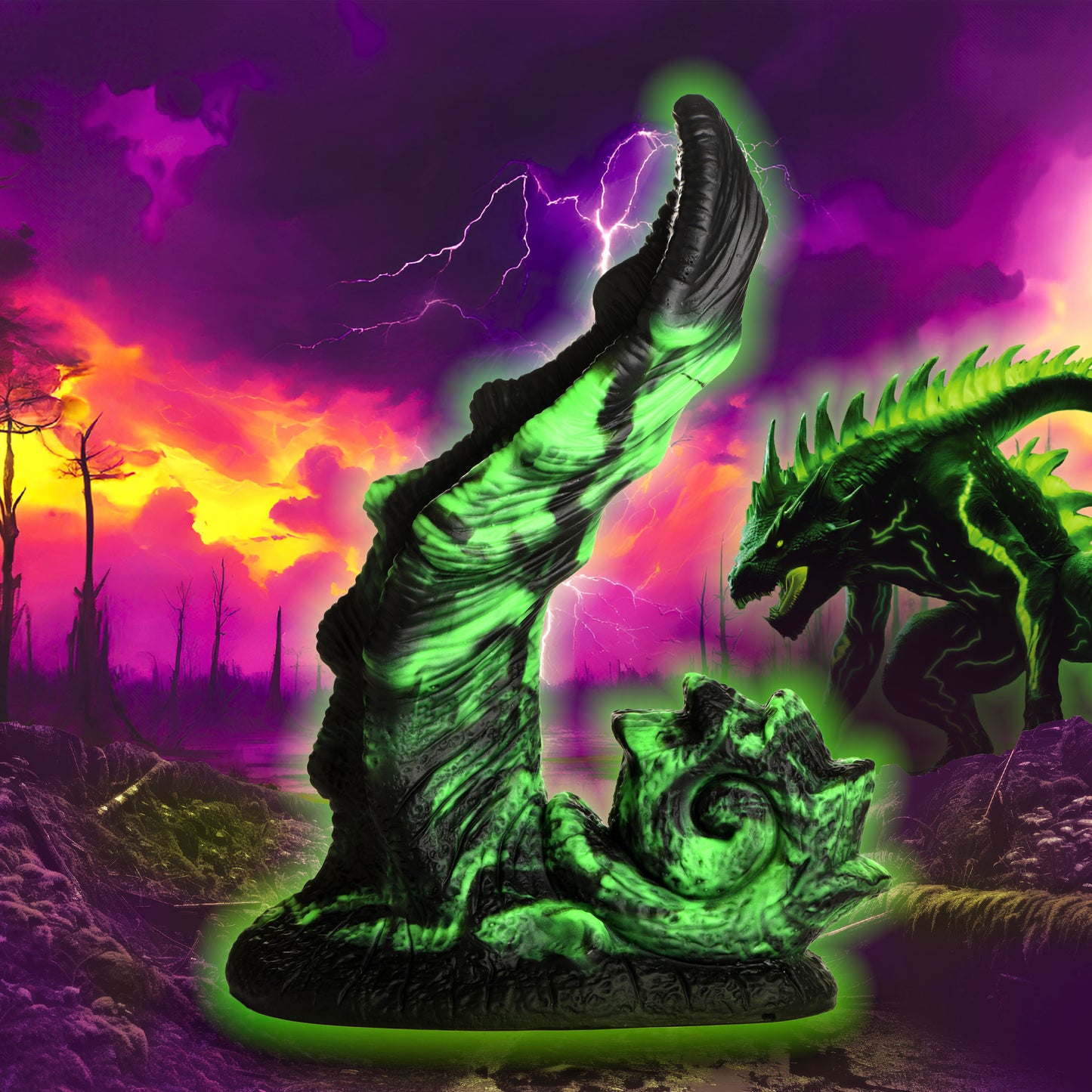 Glowzilla Glow-In-The-Dark Silicone Dildo by Creature Cocks
