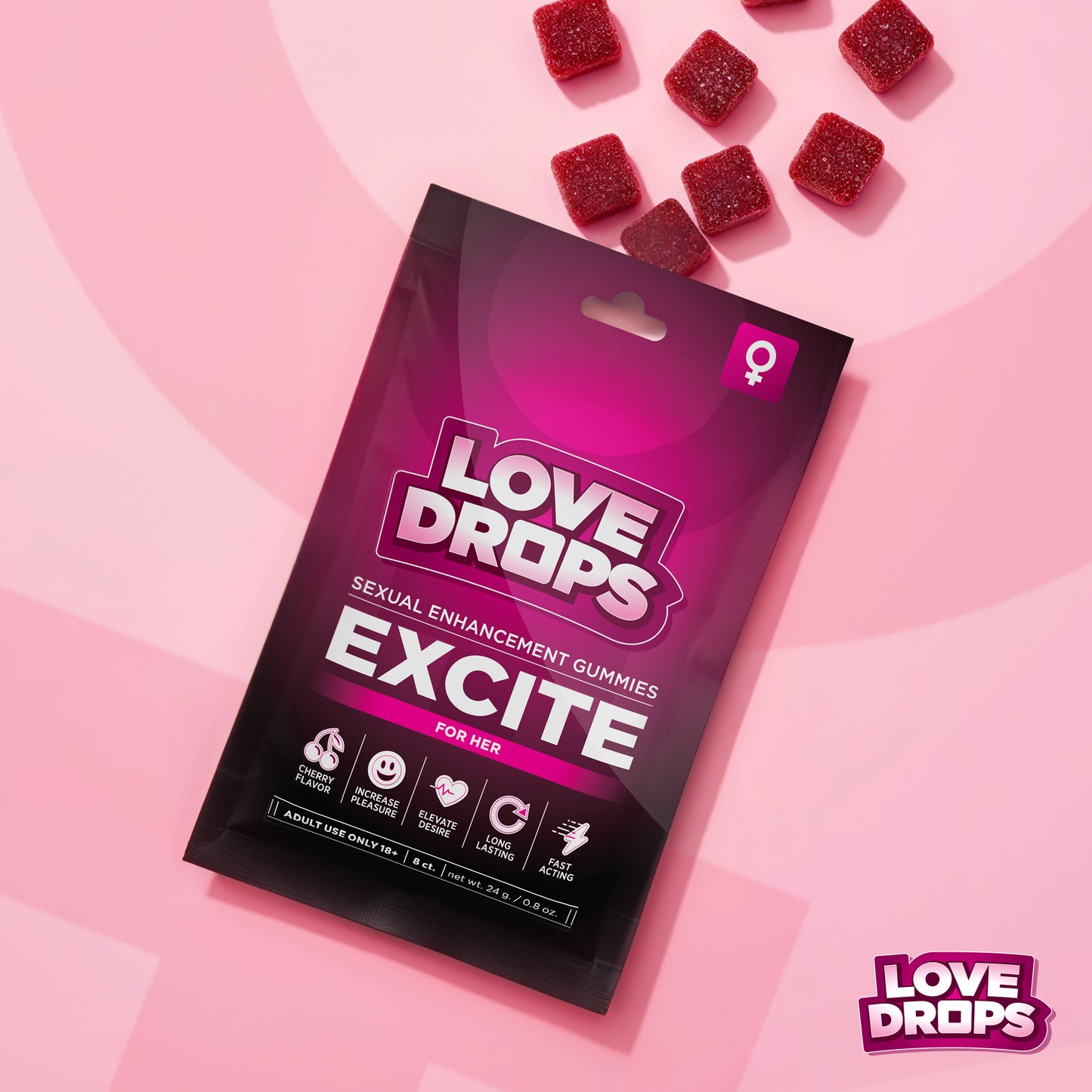 Sexual Enhancement Gummies for Her - Excite (8pcs) by Love Drops