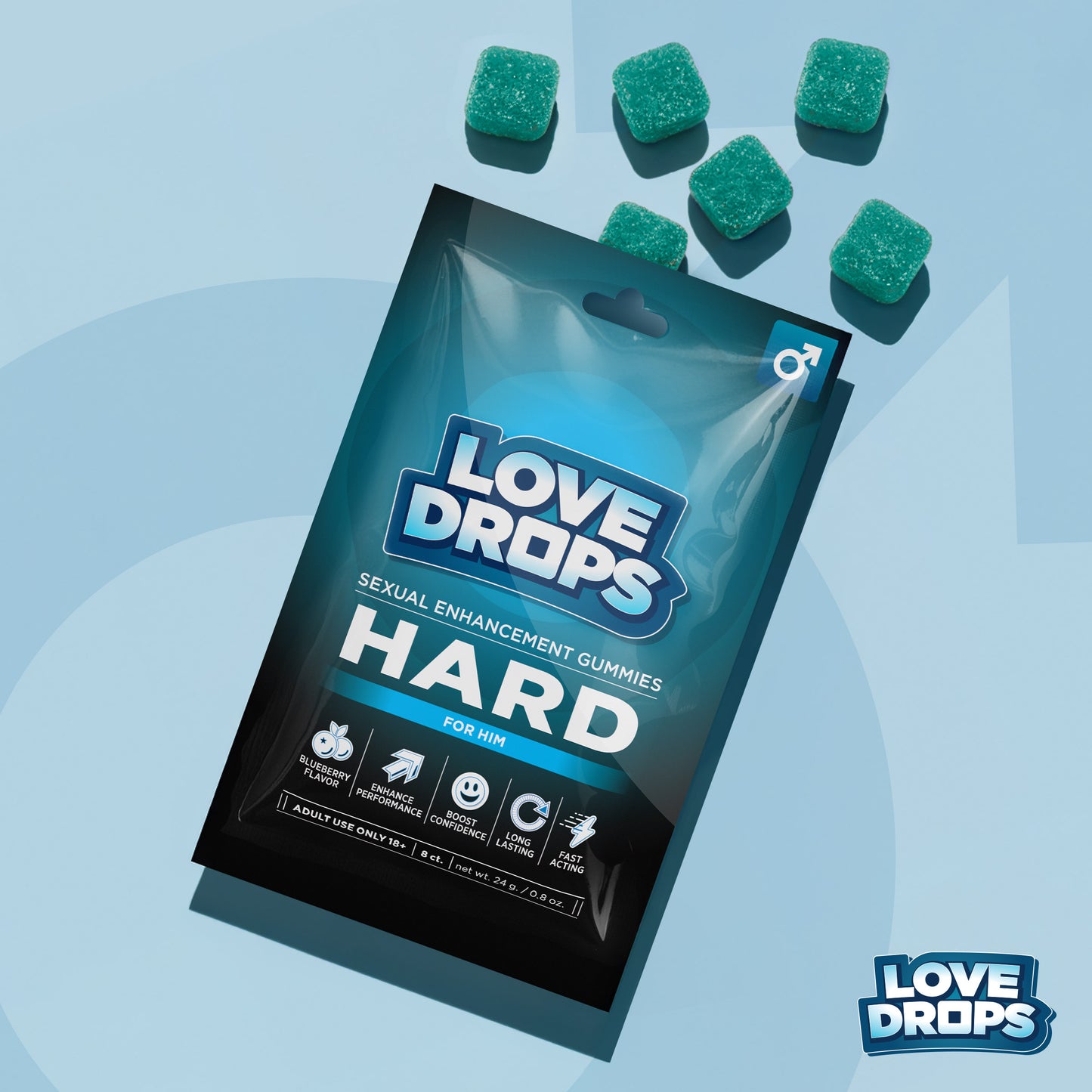 Sexual Enhancement Gummies for Him - Hard (8pcs) by Love Drops