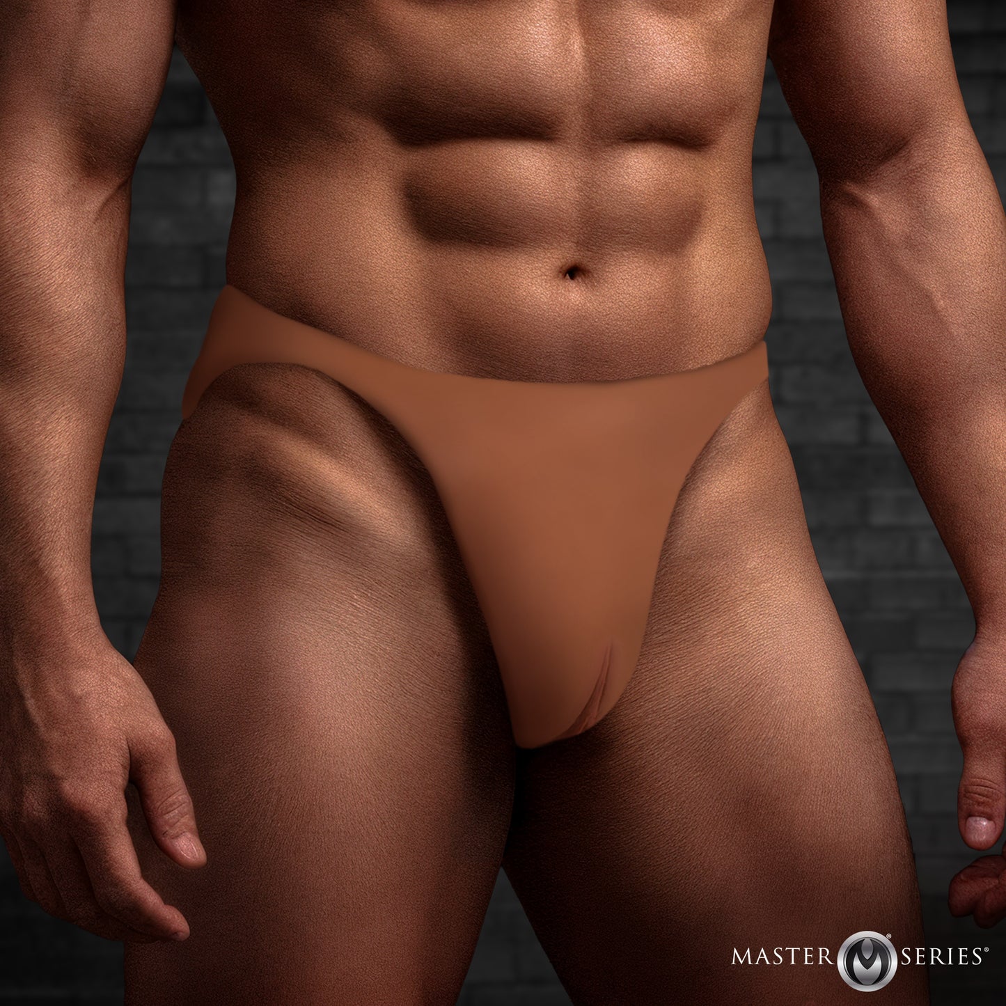 Pussy Strap Silicone Vagina Jockstrap - Dark by Master Series