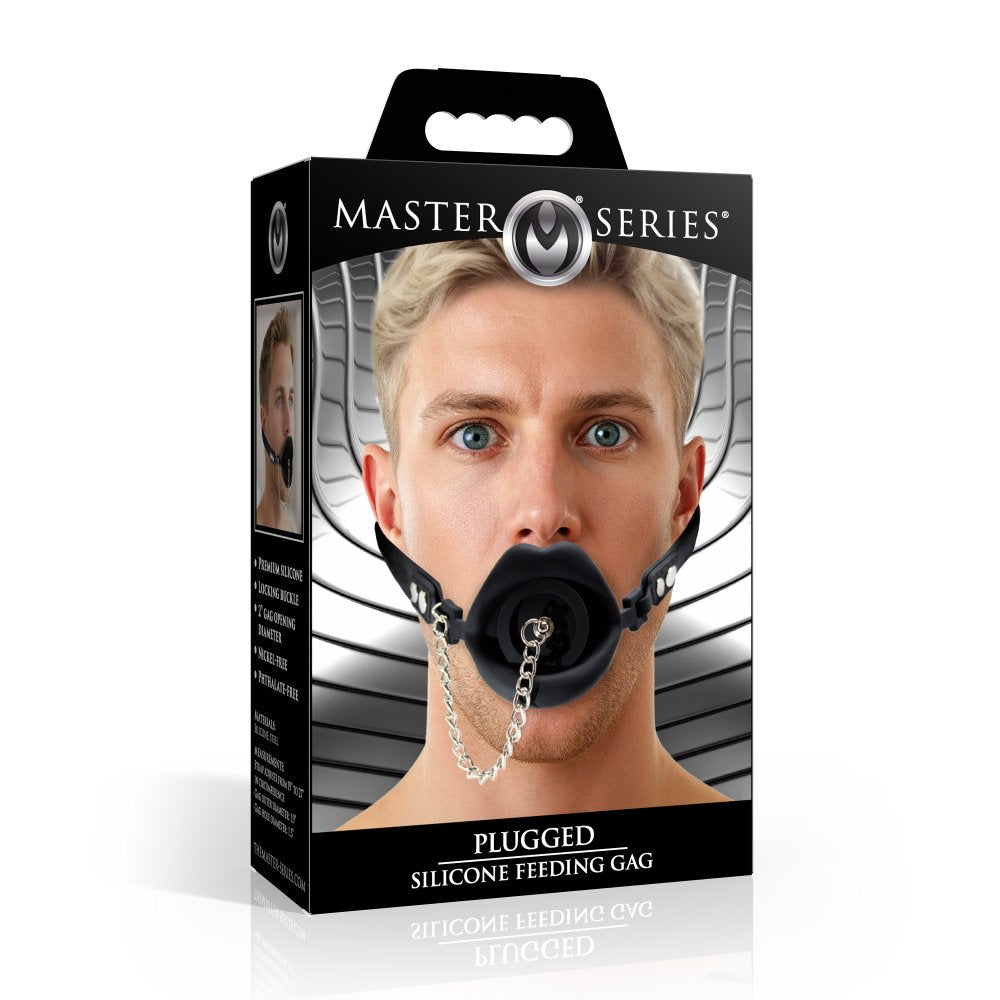 Plugged Silicone Feeding Gag - Black - image 6