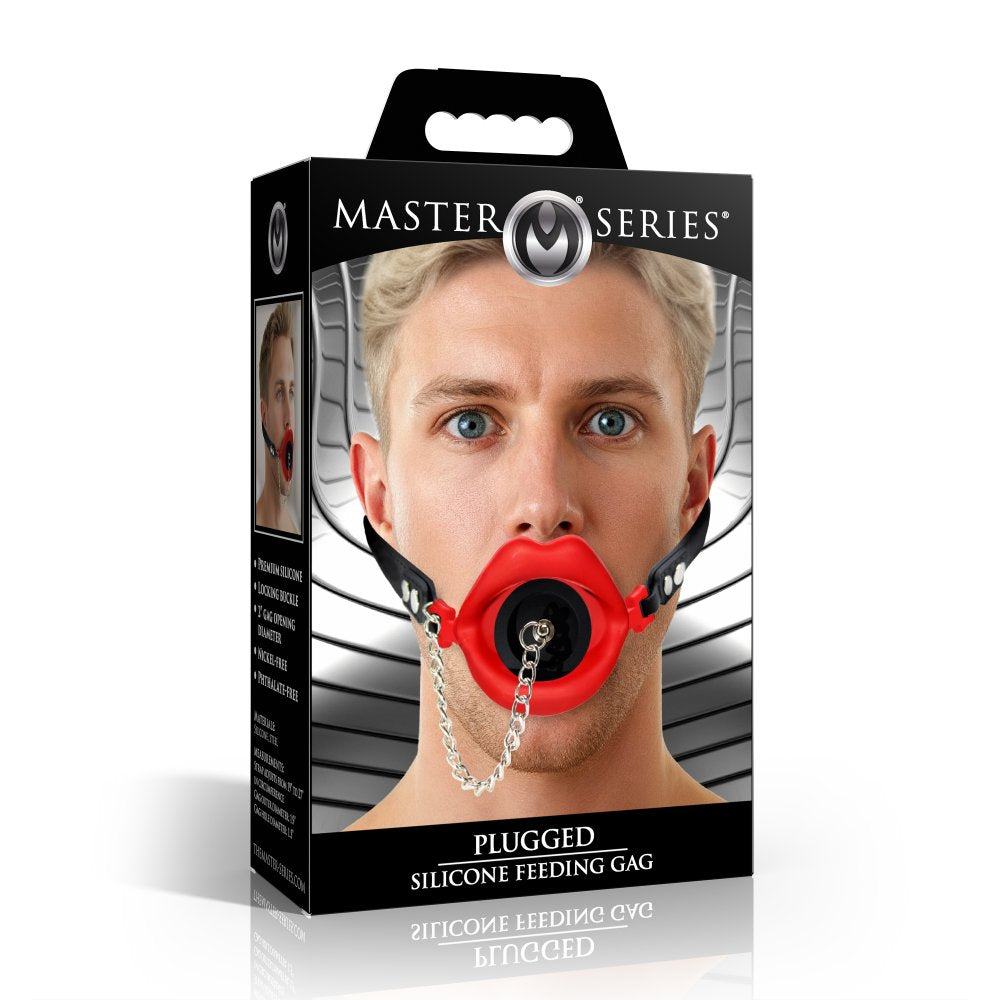 Plugged Silicone Feeding Gag - Red - image 6