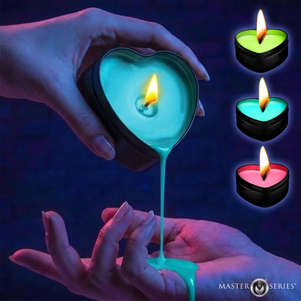 Burning Heart Blacklight Reactive Heart Drip Candle Set of 3 - image 4