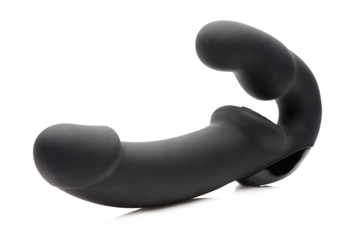 XR Brands Urge Silicone Strapless Strap-On with Remote — Black - SU-AF707