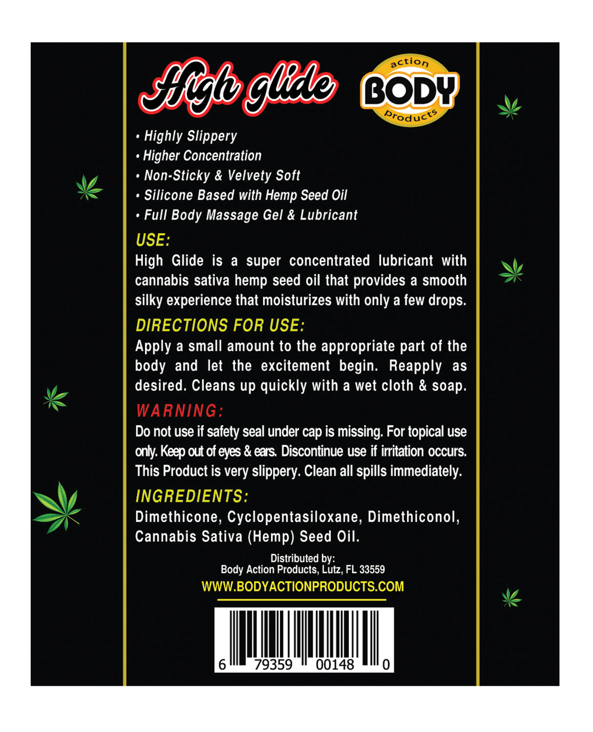 High Glide Erotic Lubricant - 2.3 oz Bottle by Body Action