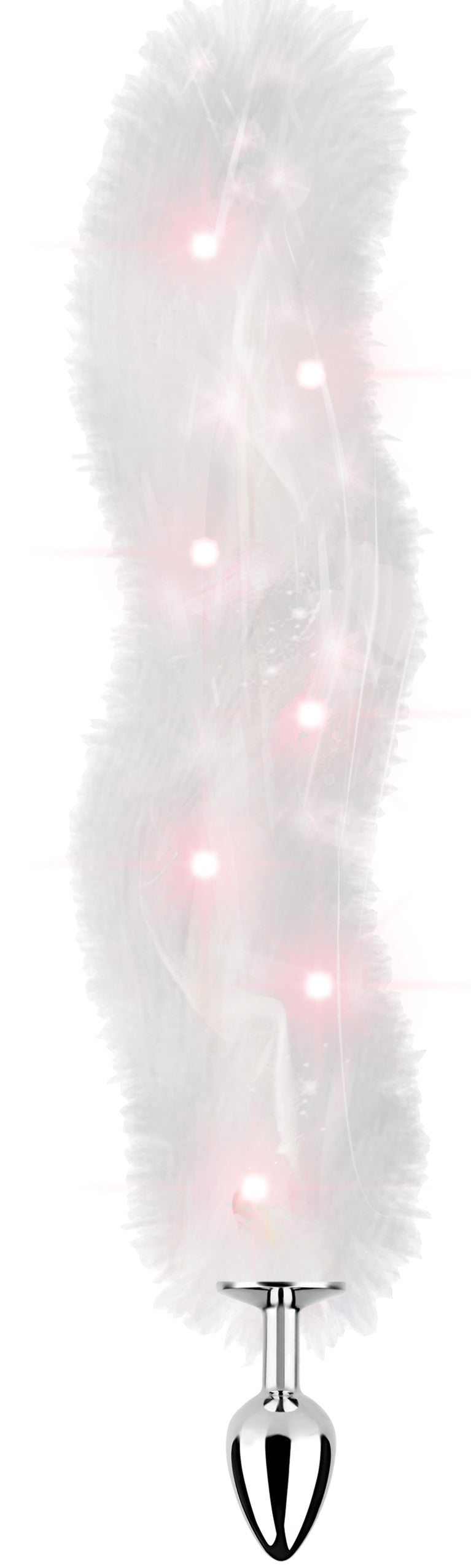 Hott Products Light-Up Foxy Tail Butt Plug — White - HTP3481