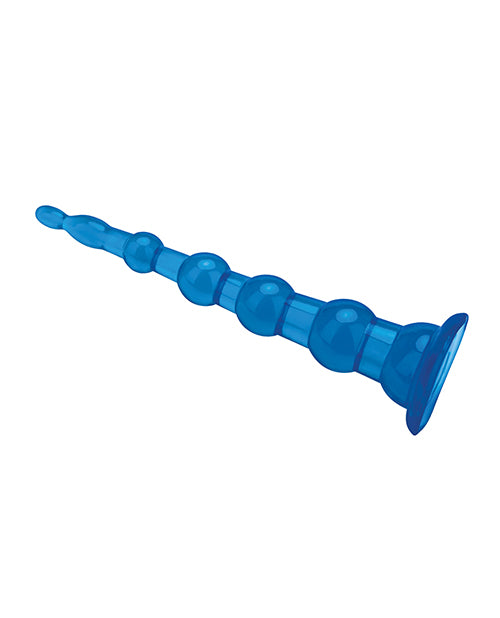 Blue Line C & B 8.5" Anal Beads w/Suction Base - Jelly Blue by Blue Line