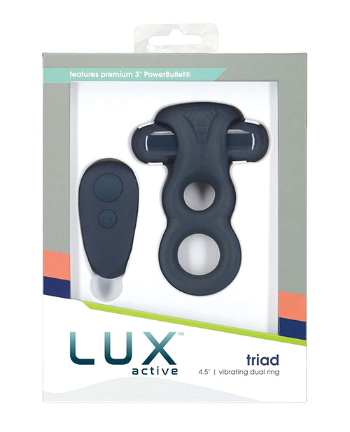 Lux Active Triad 4.5" Vibrating Dual Ring w/Remote - Dark Blue by Lux Active