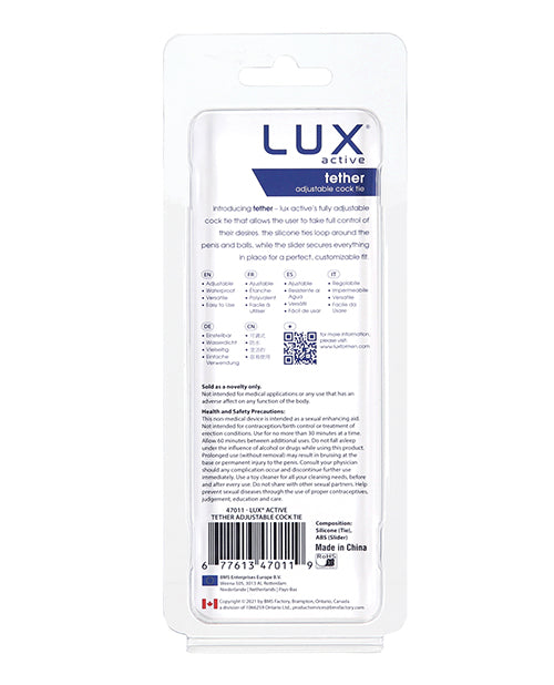 Lux Active Tether Adjustable Cock Tie - Black by Lux Active