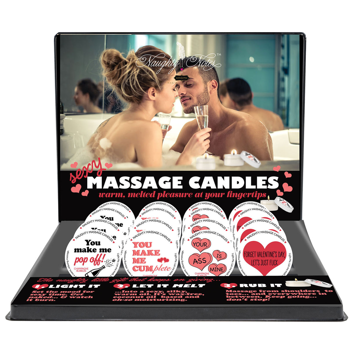 Kama Sutra Naughty Notes Massage Candle Prepack (4 Messages) - KS14350