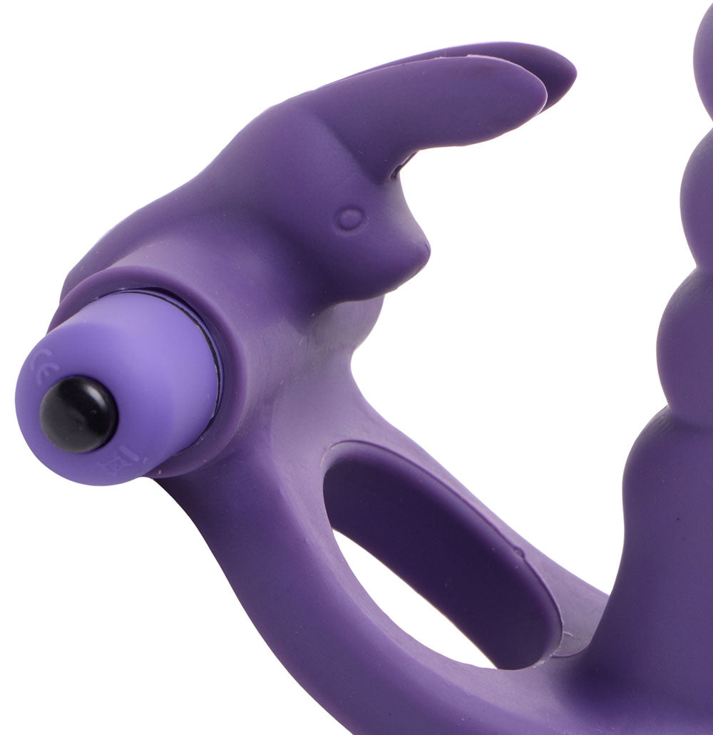 XR Brands Double Delight Dual-Insertion Vibrating Rabbit Ring - FR-AD625