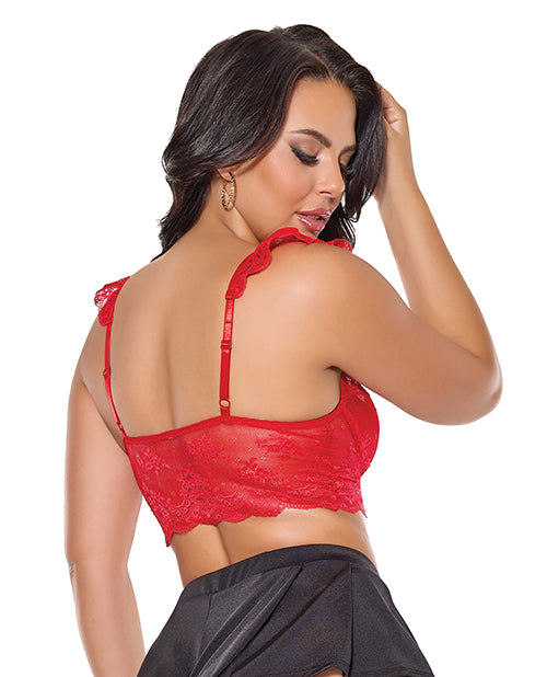 Scallop Stretch Lace Soft Cup Bralette - Red O/S by Coquette