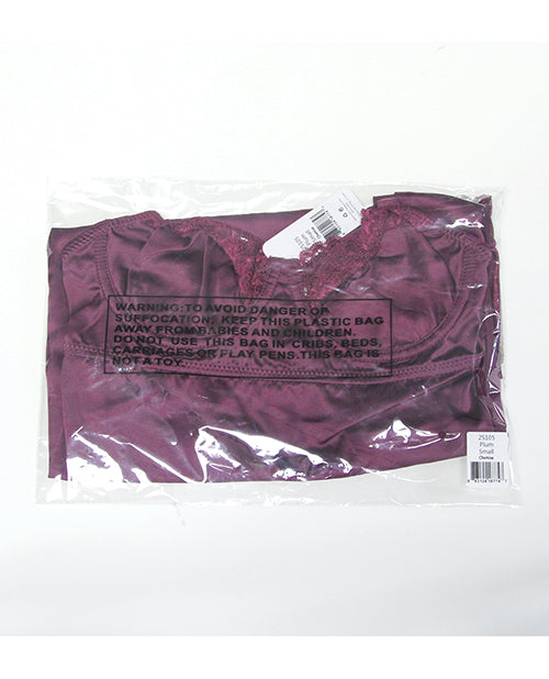 Scallop Lace Trimmed Stretch Satin Chemise w/Underwire Cups - Mauve Plum 1X/2X by Coquette