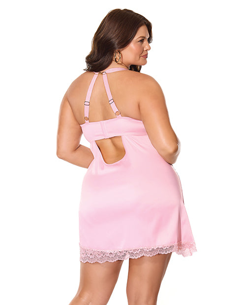 Coquette Kissed by Satin Underwire Chemise — Pink 1X/2X