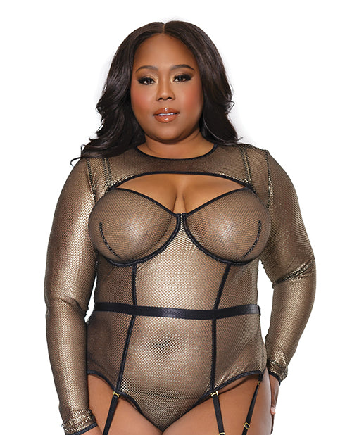 Holiday Metallic Fishnet Shrug Black/Gold OS/XL by Coquette
