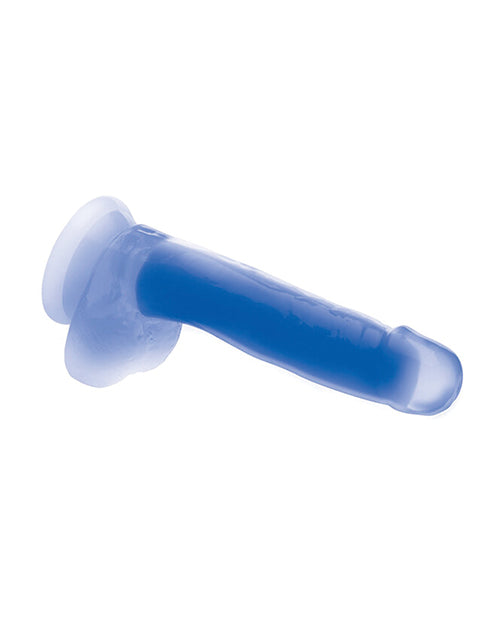 Lollicock 7-inch Glow-in-the-Dark Dual-Density Silicone Dildo with Balls, Blue