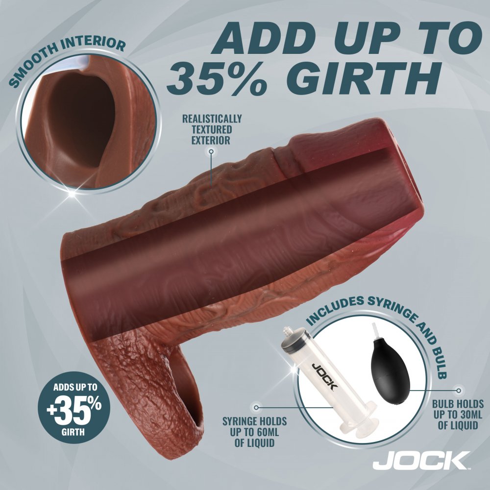 Silicone Penis Enhancer w/ Ball Strap - Dark - image 3