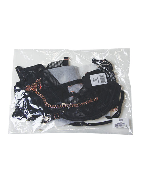 Pleasure Collection Feline Fatale Bra & G-String 2 pc Set - Black QN by Coquette Pleasure Collection
