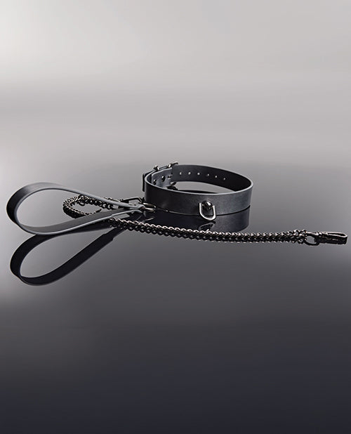 Pleasure Collection Gunmetal Glam Collar & Leash w/Removable Chain by Coquette Pleasure Collection