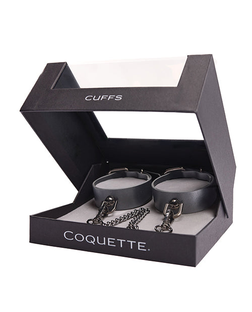 Pleasure Collection Gunmetal Glam Cuffs w/Removable Chain by Coquette Pleasure Collection