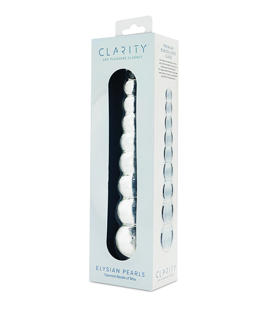 Clarity Elysian Pearls Glass Dildo — 6.7 in Beaded