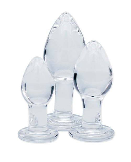 Clarity Utopian Trinity 3-Piece Glass Butt Plug Set (S/M/L)