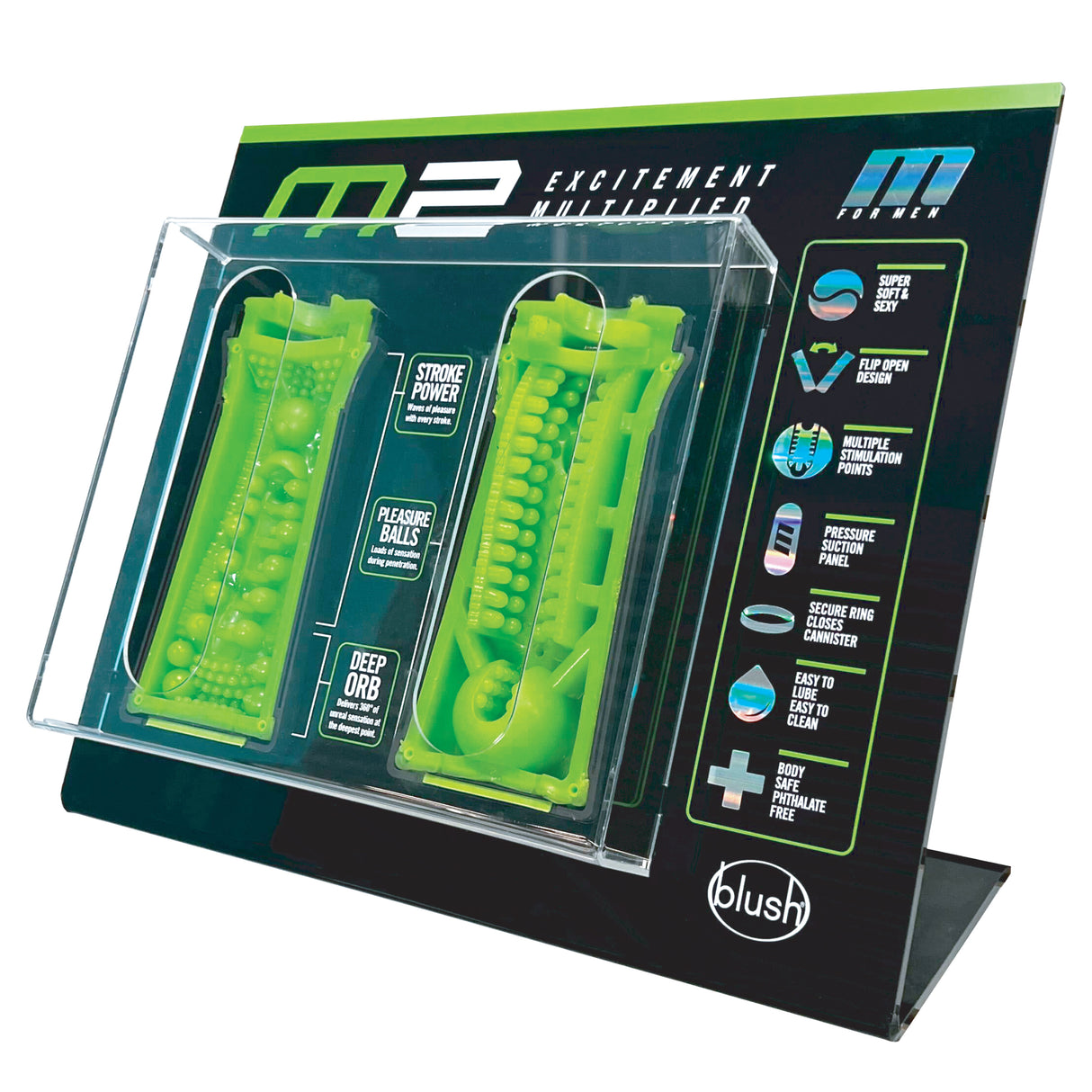Blush M for Men M2 Tester Display - Counter & Slat Wall, 15.25 x 14 in - BL-83555
