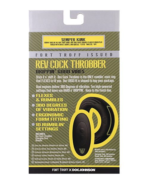 Fort Troff Rev Cock Throbber Vibrating Cock Ring - Large, Black by Fort Troff