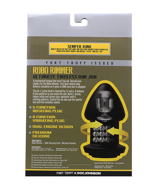 Fort Troff Robo Rimmer Vibrating Anal Plug with Remote — Black