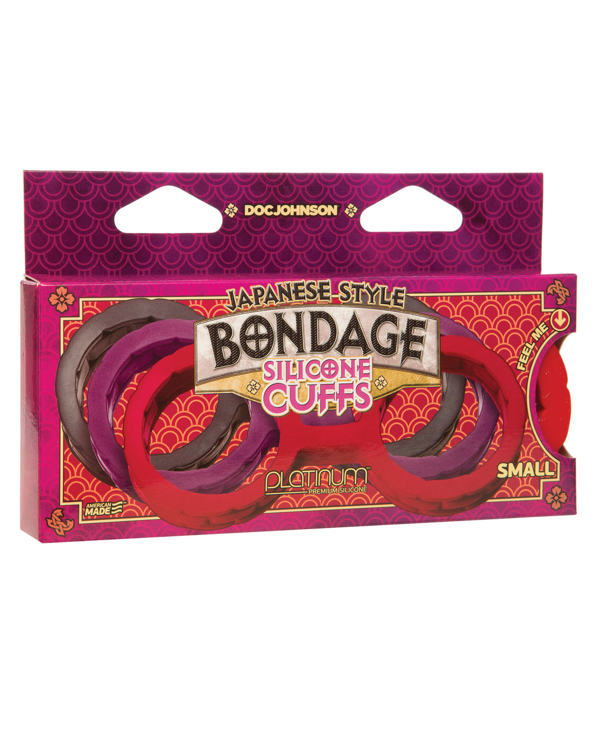 Japanese Bondage Silicone Cuffs Small - Red by Doc Johnson