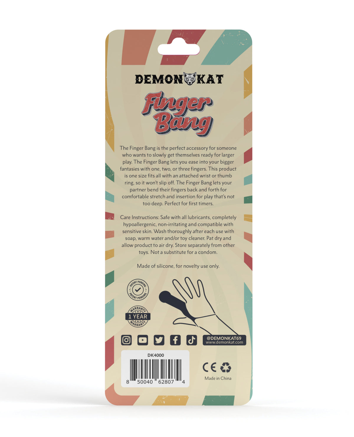 Demon Kat Finger Bang Silicone Finger Sleeve — Black