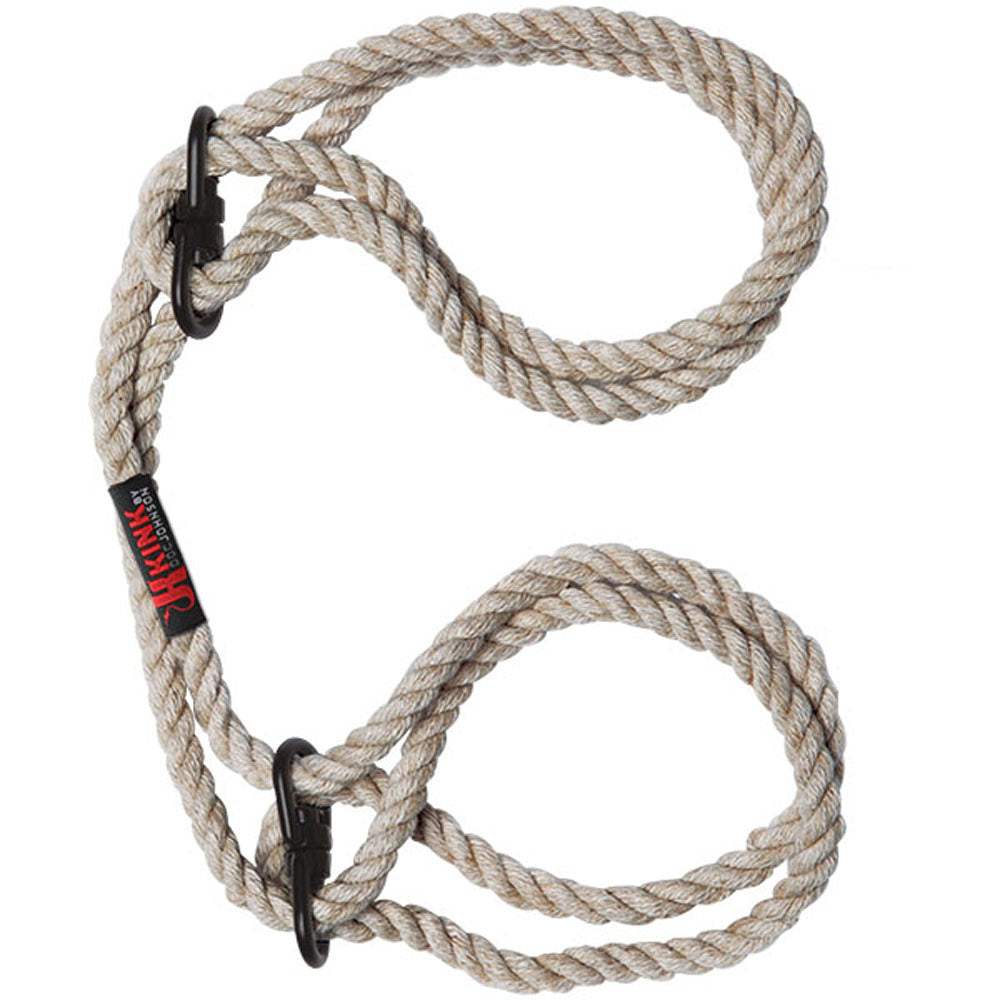 Kink - Hogtied - Bind & Tie - 6mm Hemp Wrist or Ankle Cuffs - Natural by Doc Johnson