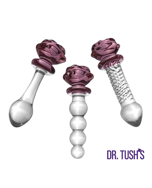 Dr. Tush's Sacred Glass Rose Collection Anal Plug Set - Glass by Dr. Tush's