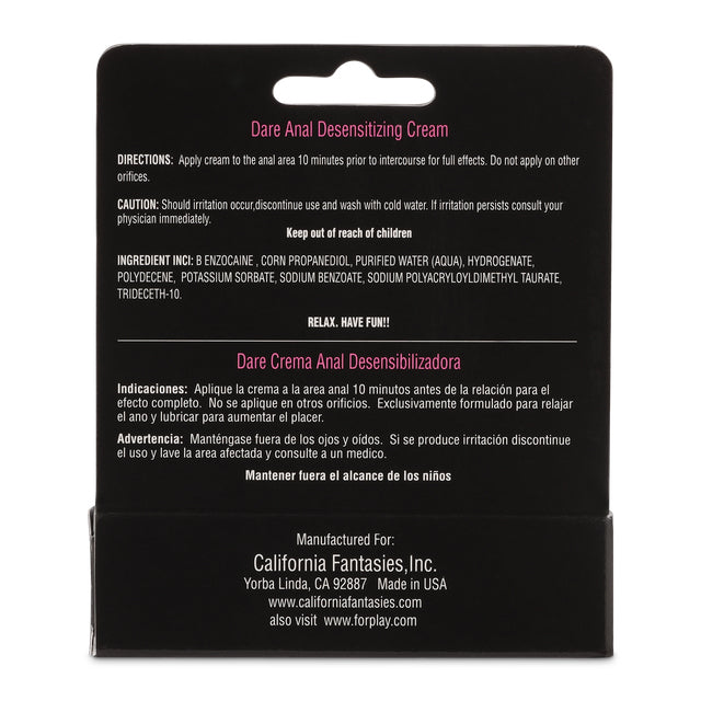 Dare - Anal Desensitizing Cream - 0.5 Oz. by California Fantasies