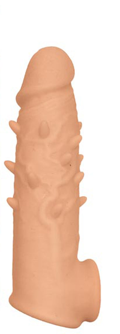 "Natural Realskin Spiked Vibrating Penis Xtender - White NW2958-1"