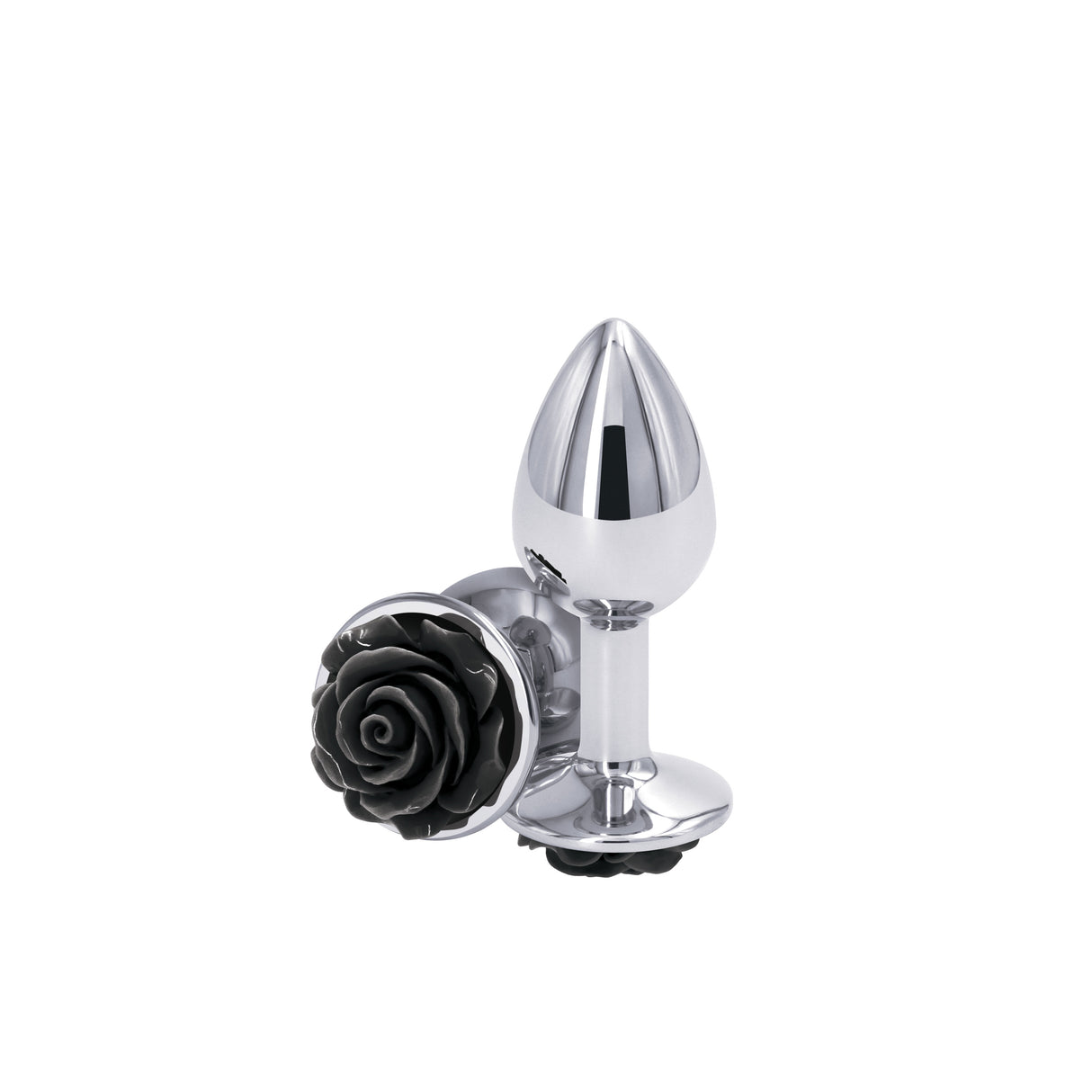 nsnovelties Rear Assets Rose Small Anal Plug — Black, Aluminum - NSN-0965-13