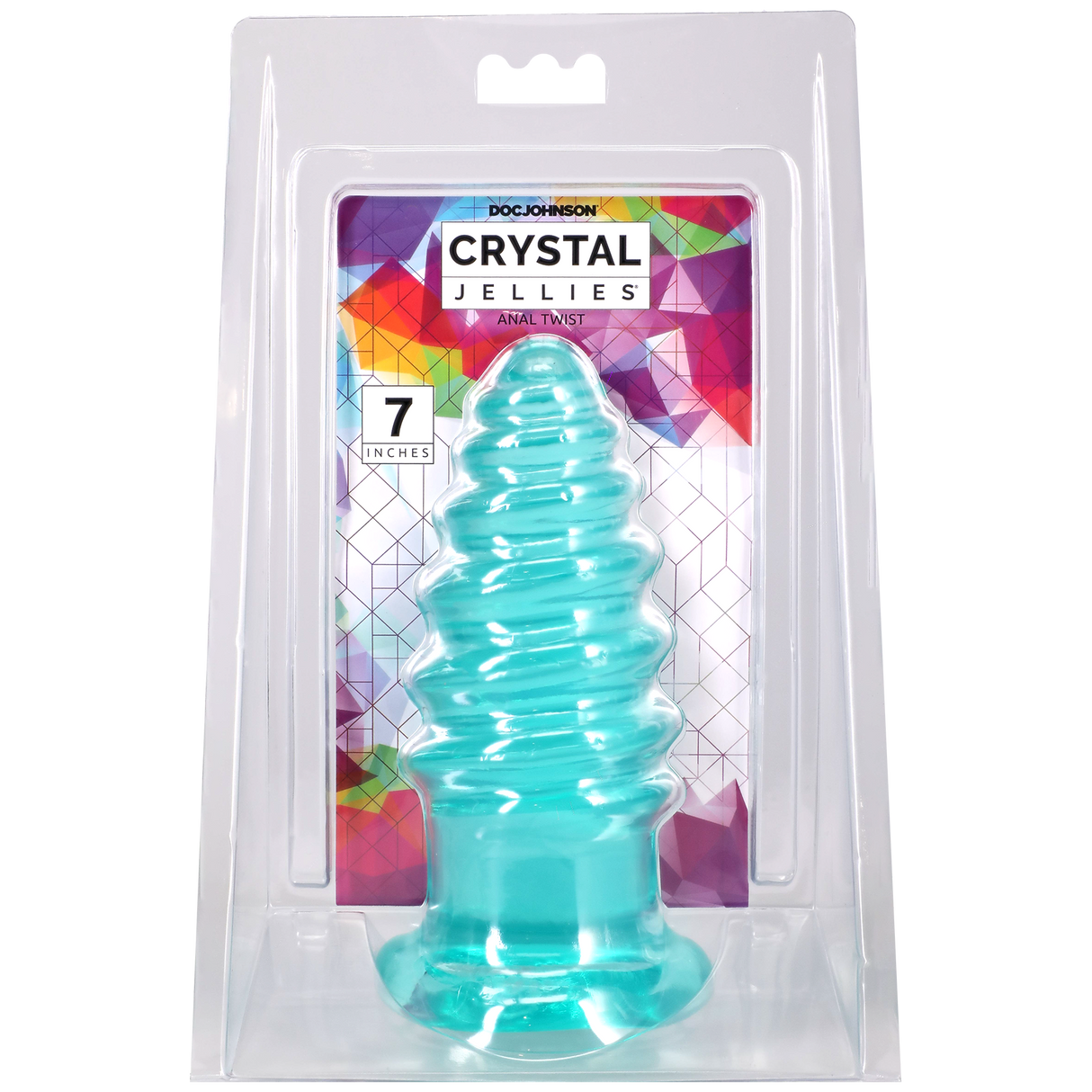 Doc Johnson Crystal Jellies Anal Twist — 7-Inch Teal - DJ0289-18-CD