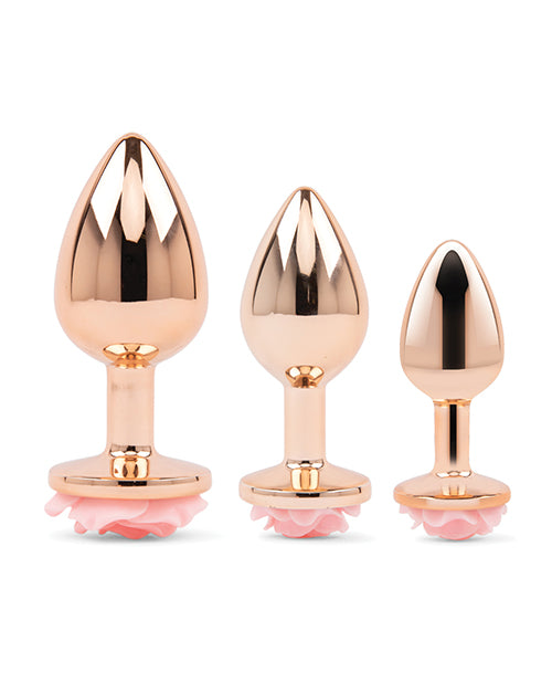 Gemsations 3‑Piece Rose Metal Anal Training Set — 2.75", 3.15", 3.7"