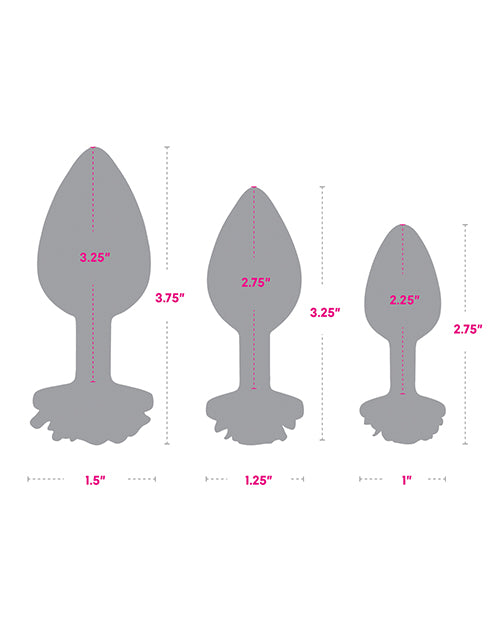 Gemsations 3‑Piece Rose Metal Anal Training Set — 2.75", 3.15", 3.7"