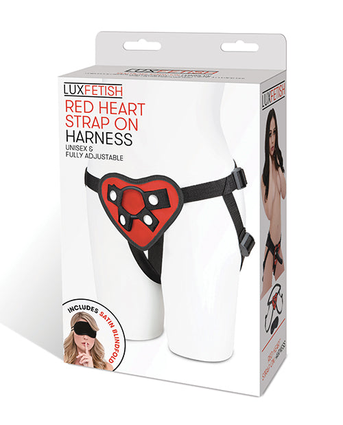 Lux Fetish Red Heart Strap On Harness Set by Lux Fetish