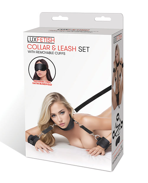 Lux Fetish Collar & Leash Set with Removable Cuffs
