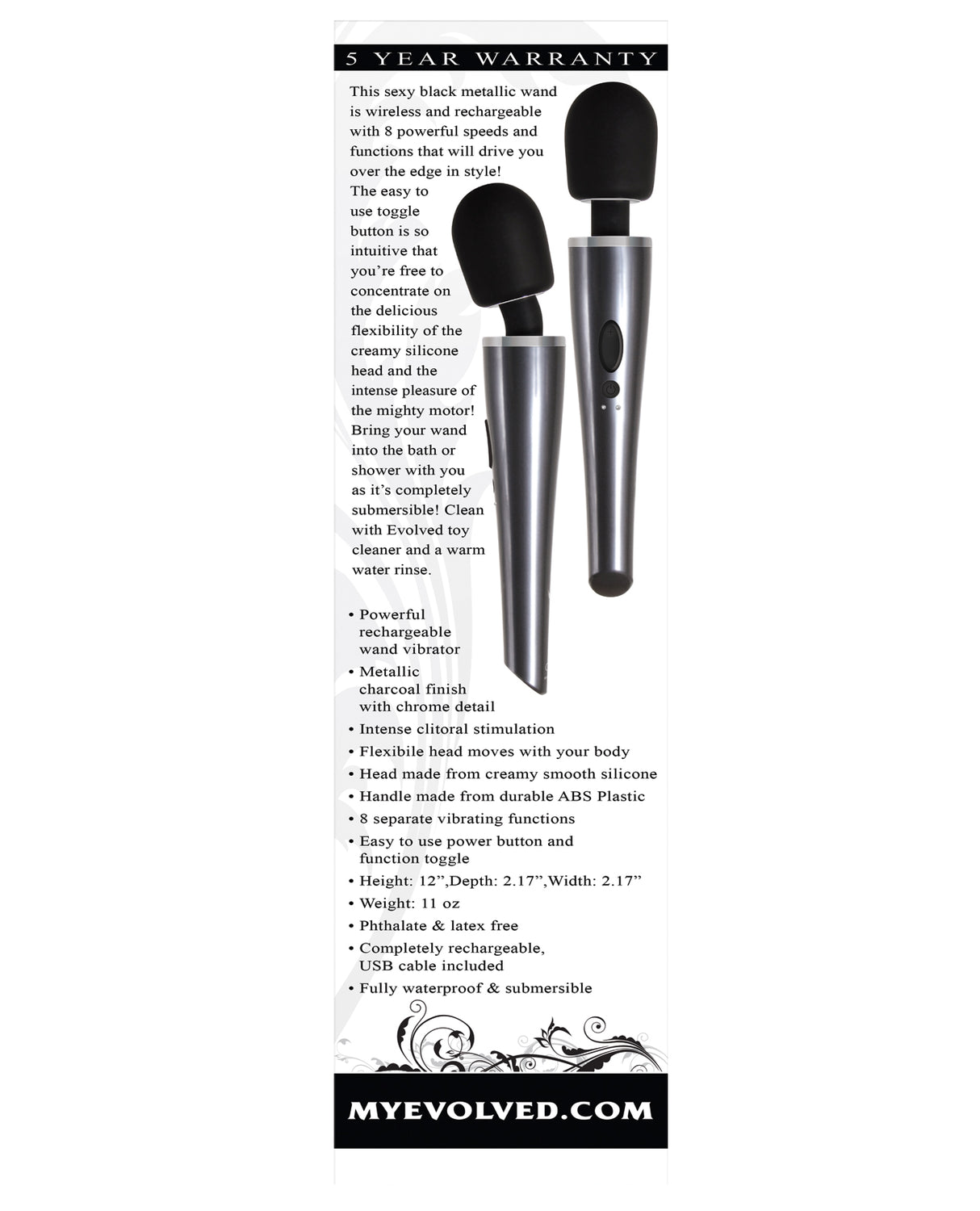 Evolved Mighty Metallic Wand - Gray/Black by Evolved