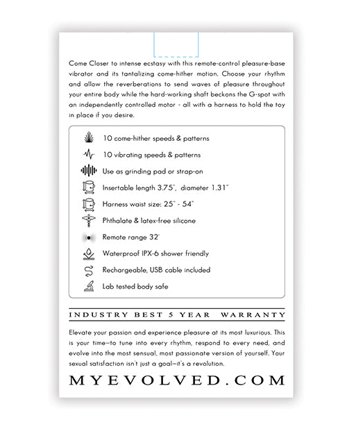 Evolved Come Closer Remote-Control Vibrator — Black