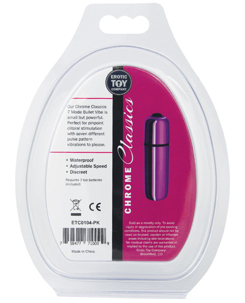 Erotic Toy Company Chrome Classics 7-Mode Bullet Vibrator — Pink