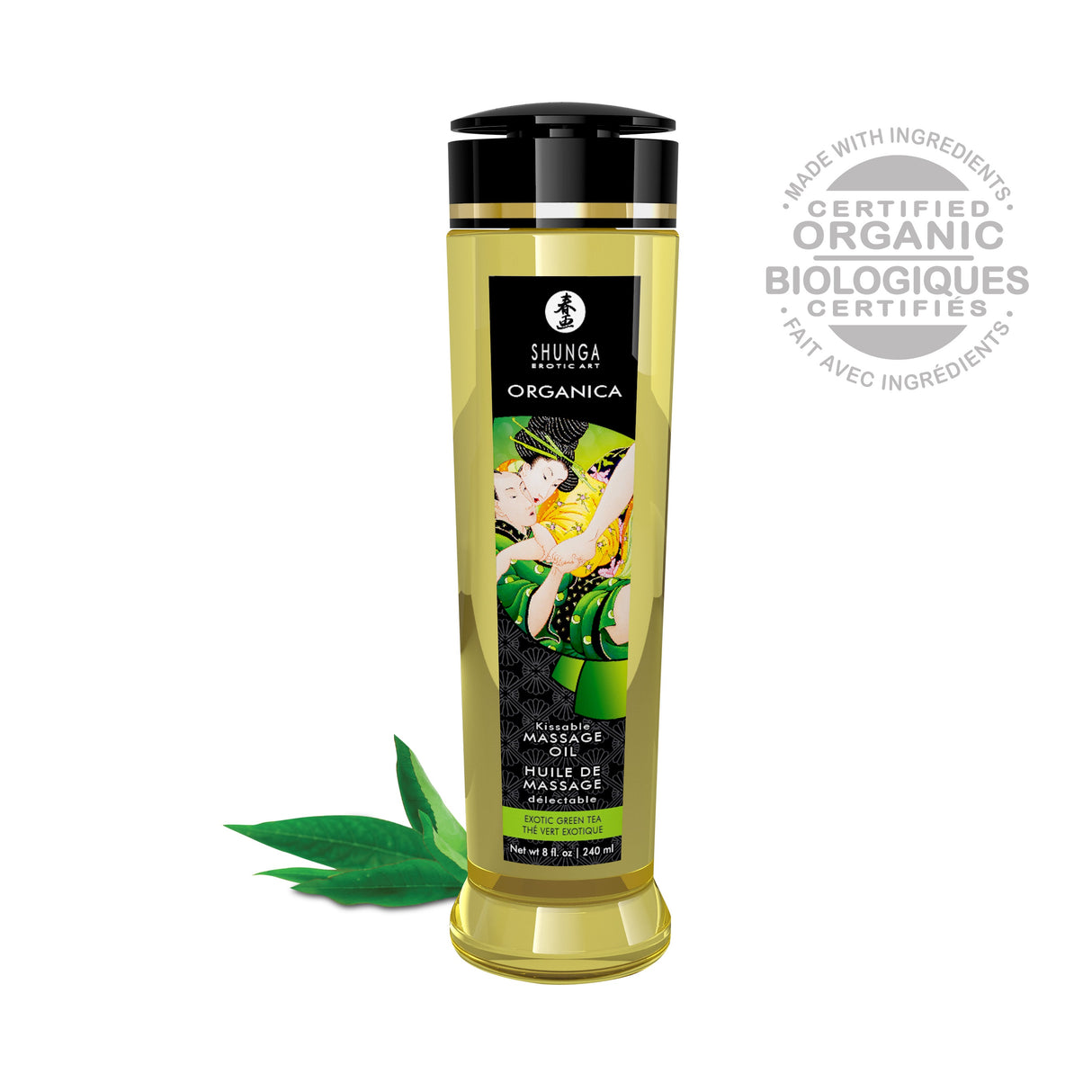 Shunga Organica Massage Oil — Green Tea, 8 fl. oz. - SHU1311